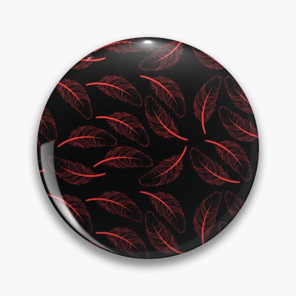 Item preview, Beautiful decorative pattern or illustration featuring multiple red-outlined feathers scattered across a solid black background designed and sold by Giree07.