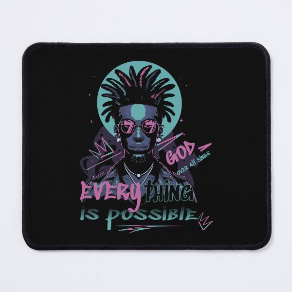 Item preview, Everything Is Possible Street Art Afro Futuristic Portrait | Neon Urban Motivation Design designed and sold by SeoulInkSoul.