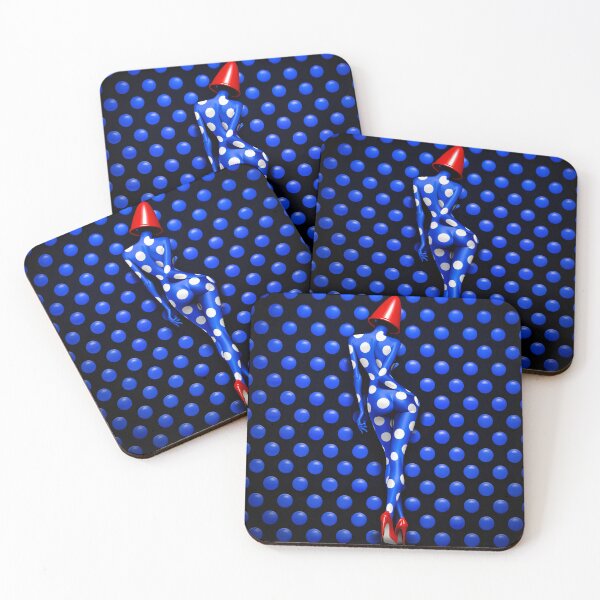 Item preview, Blue Polka Dot Fashion Figure in Red Heels | Surreal Pop Art Print designed and sold by Kaleidoscope Print.