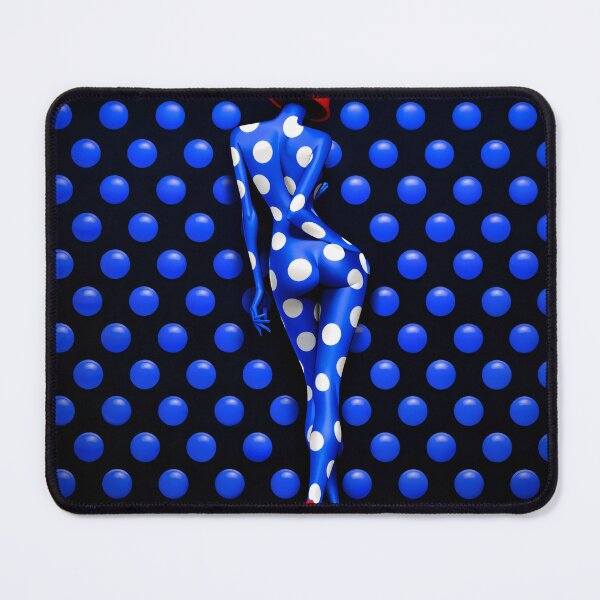 Item preview, Blue Polka Dot Fashion Figure in Red Heels | Surreal Pop Art Print designed and sold by Kaleidoscope Print.