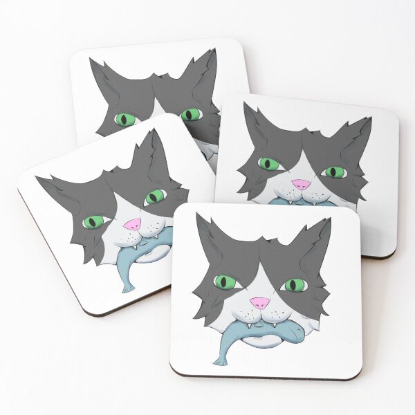 Item preview, Cartoon Cat Proudly Holding Its Blue Fish Catch designed and sold by Goiabada_De_Banana.