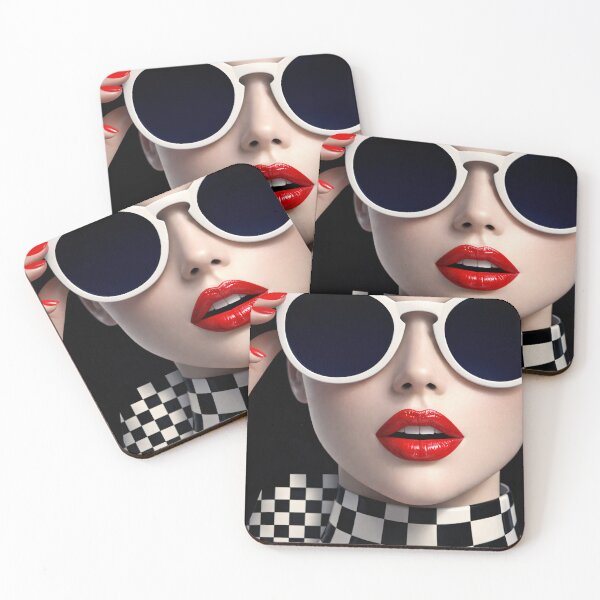 Item preview, Chic Woman in White Sunglasses | Red Lips Black and White Fashion Pop Art designed and sold by Kaleidoscope Print.