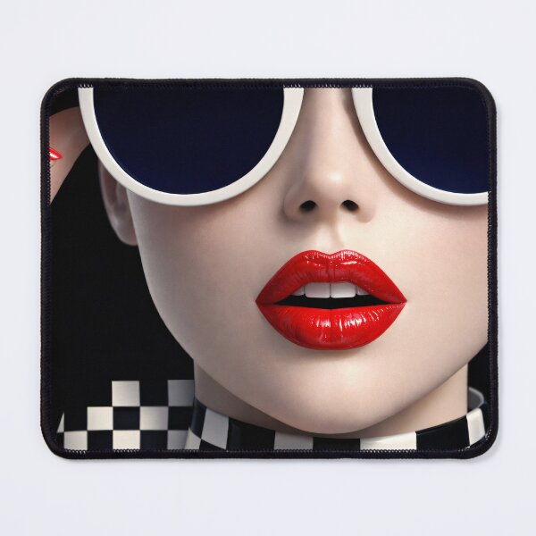 Item preview, Chic Woman in White Sunglasses | Red Lips Black and White Fashion Pop Art designed and sold by Kaleidoscope Print.