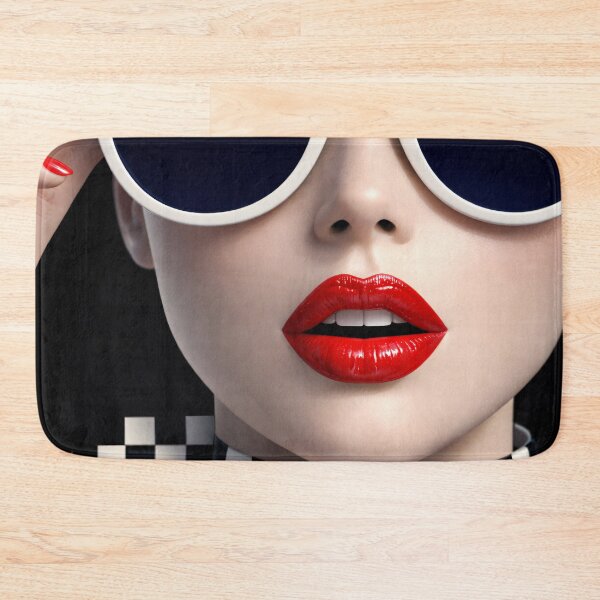 Item preview, Chic Woman in White Sunglasses | Red Lips Black and White Fashion Pop Art designed and sold by Kaleidoscope Print.