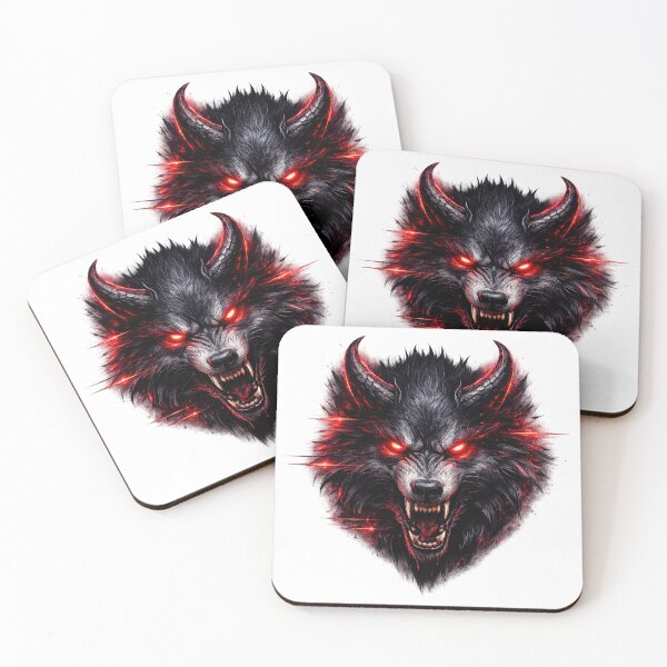 Item preview, Glitch Demon Wolf – Cyberpunk Beast with Red Eyes designed and sold by unglaublichGut.