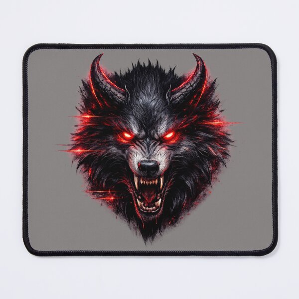 Item preview, Glitch Demon Wolf – Cyberpunk Beast with Red Eyes designed and sold by UnglaublichGut.