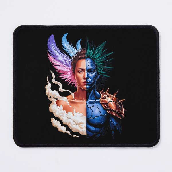 Item preview, Half Angel Half Warrior Woman Fantasy Duality Portrait designed and sold by Amanda's Factory.