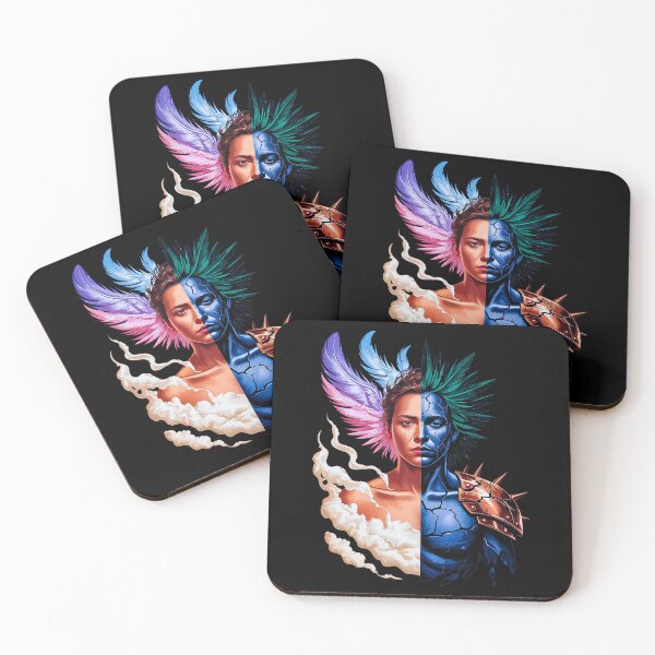 Item preview, Half Angel Half Warrior Woman Fantasy Duality Portrait designed and sold by Amanda's Factory.