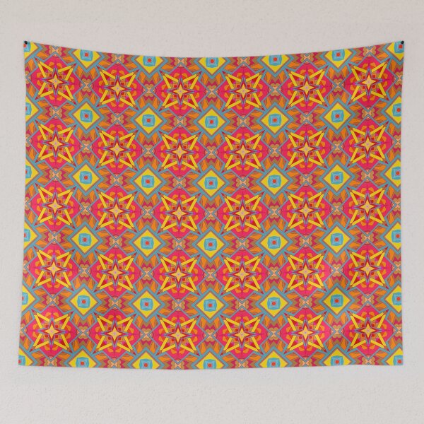 Item preview, Retro Kaleidoscope Pattern with Stars and Squares designed and sold by anamariafischer.