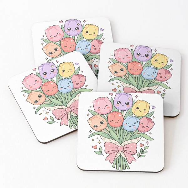 Item preview, Love Tulip Bouquet Faces Cute Romantic Kawaii Flower Design designed and sold by DashBliss.