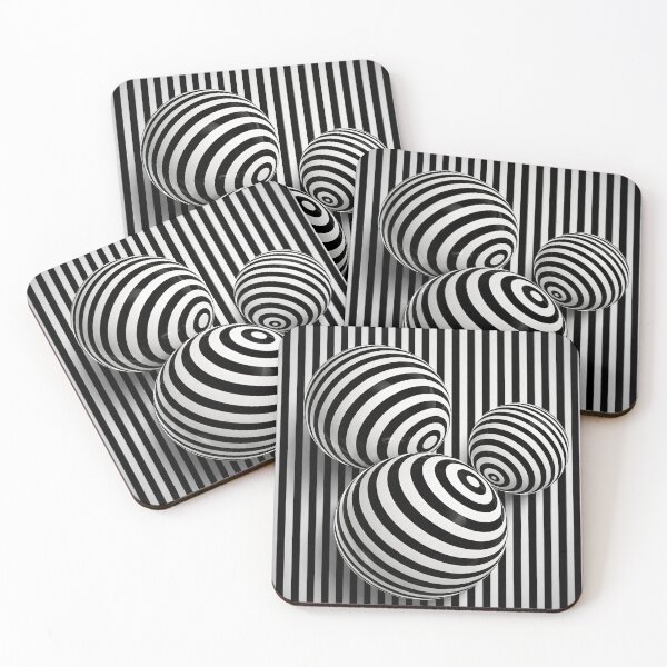 Item preview, Black and White Optical Illusion Spheres | Striped Geometric Modern Wall Art designed and sold by Kaleidoscope Print.
