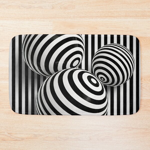 Item preview, Black and White Optical Illusion Spheres | Striped Geometric Modern Wall Art designed and sold by Kaleidoscope Print.