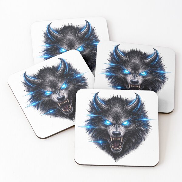 Item preview, Glitch Demon Wolf Blue Eyes – Cyberpunk Beast designed and sold by UnglaublichGut.