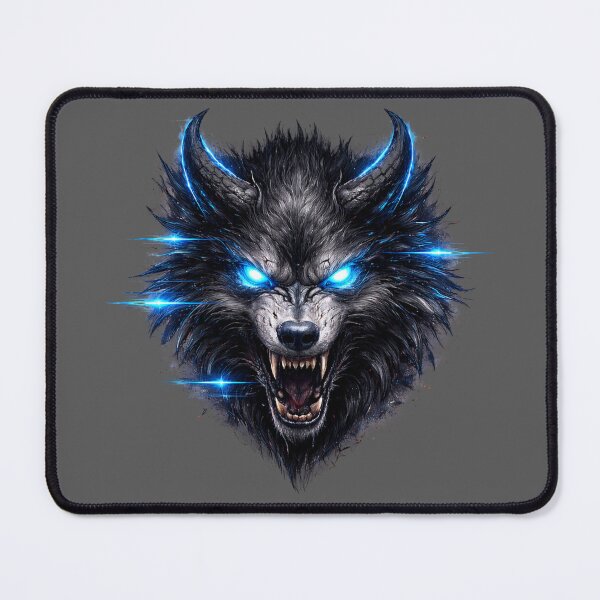 Item preview, Glitch Demon Wolf Blue Eyes – Cyberpunk Beast designed and sold by unglaublichGut.