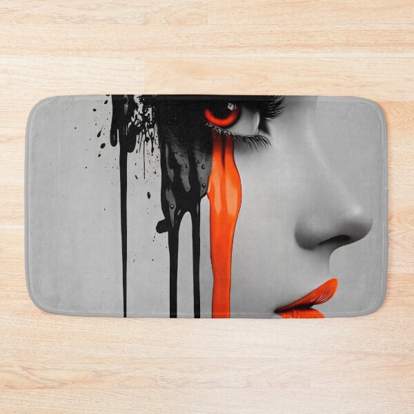 Item preview, Abstract Woman Face with Red and Black Paint Drips | Bold Modern Portrait Art designed and sold by Kaleidoscope Print.