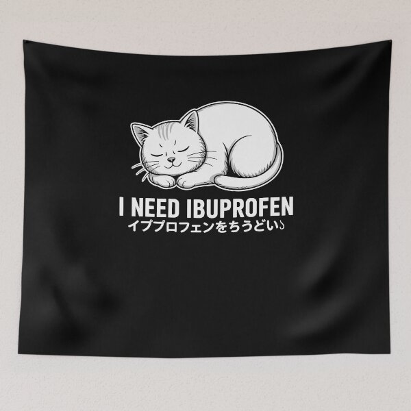 Item preview, I Need Ibuprofen Funny Cat Meme Japanese designed and sold by Dressed For  Duty.