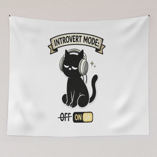 Item preview, Introvert Fashion ON Funny Black Cat with Headphones – Cute Anti Social Cat Design designed and sold by CatLovers Studio.