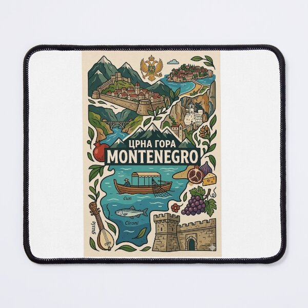 Item preview, Montenegro Travel Symbols Art designed and sold by FlatlineArtCo.