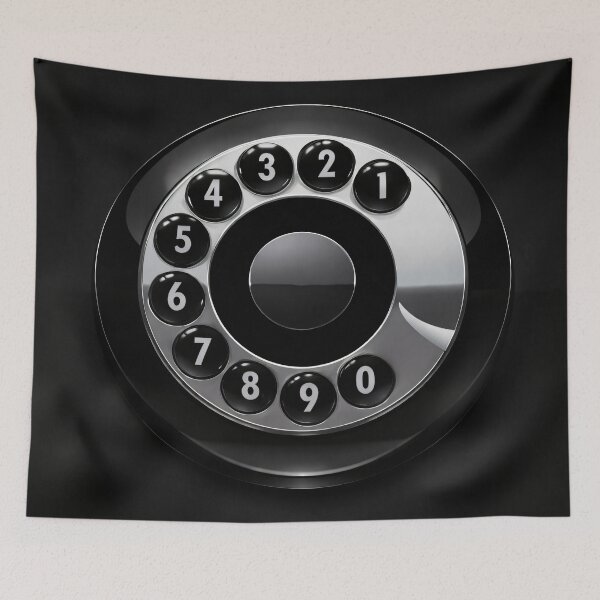 Item preview, Vintage Rotary Dial Phone Art | Retro Black Telephone Minimalist Print designed and sold by Kaleidoscope Print.
