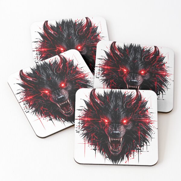 Item preview, Glitch Demon Wolf Red – Cyberpunk Distortion Beast designed and sold by unglaublichGut.