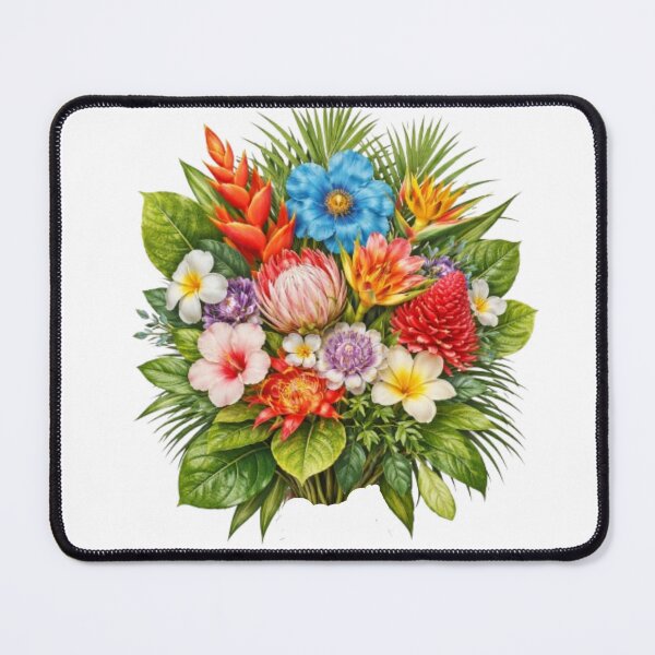 Item preview, Global Exotic Flower Bouquet on Tropical Leaves – Vibrant Botanical Art Design designed and sold by Fabrifrank.