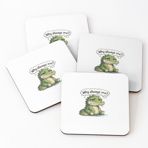 Item preview, Cute Depressed Crocodile Why Always Me Funny Sad Meme Sticker designed and sold by Obscoria.