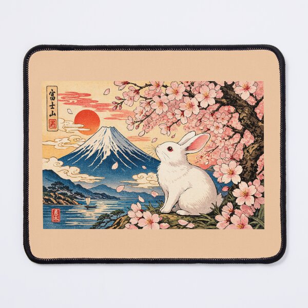 Item preview, Ukiyo-e Rabbit: Beautiful Mt. Fuji and Sakura designed and sold by SakuraMarket26.