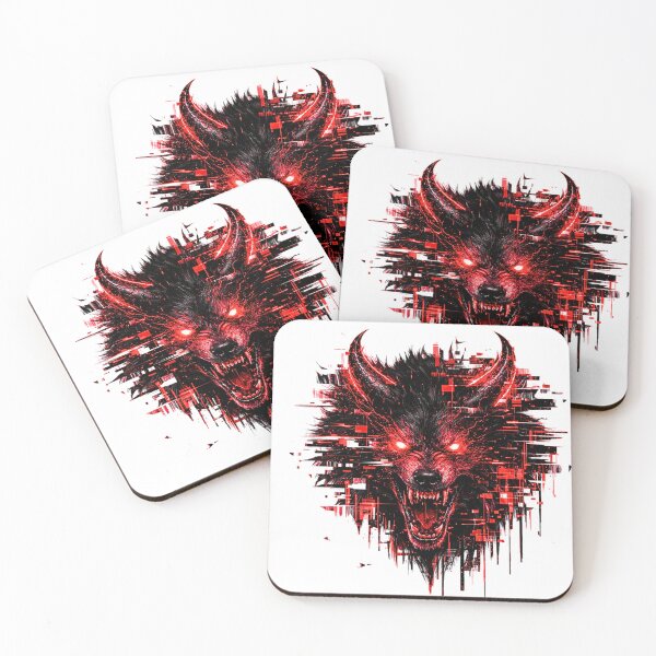 Item preview, Glitch Demon Wolf Red – Cyberpunk Distortion Beast designed and sold by unglaublichGut.