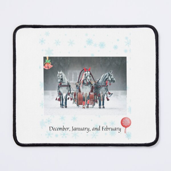 Item preview, Winter Months.  Three Horses Pulling a Sled.   designed and sold by ShrimpAndGrits.
