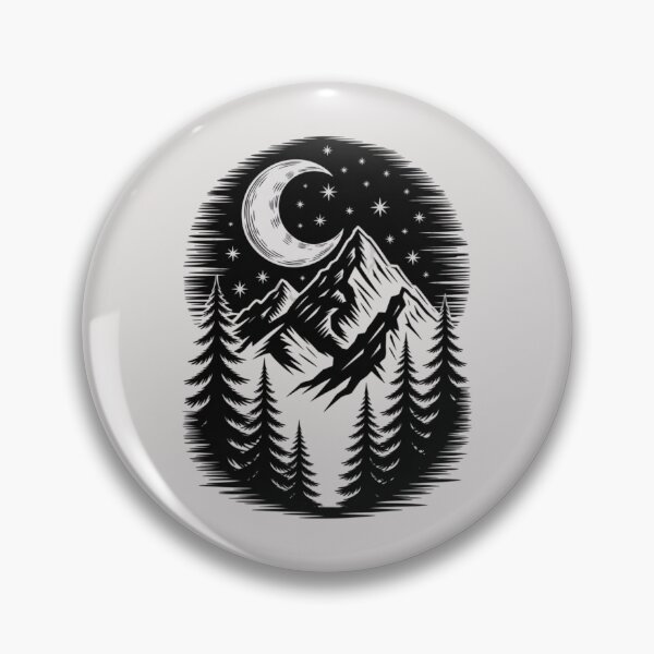 Item preview, mountain range with pine trees and moon designed and sold by 123ks.