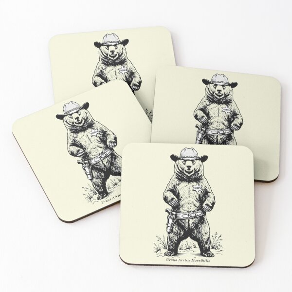 Item preview, Grizzly Bear Sheriff Scientific Etching Wildlife Illustration designed and sold by FiscalFashions.
