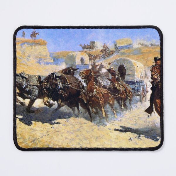 Item preview, Attack on the Supply Wagons - Western Vintage Style Wagon Train Chase Scene for Cowboy History Fans designed and sold by RickE.