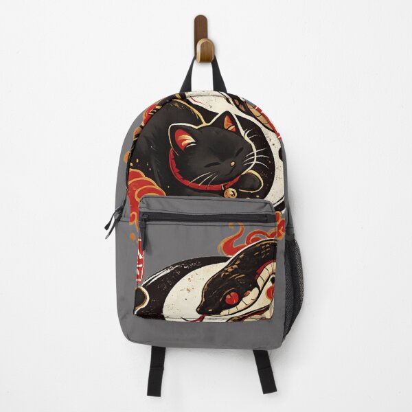 Item preview, Yin Yang Black Cat and Snake Japanese Art designed and sold by ZenvyraLab.