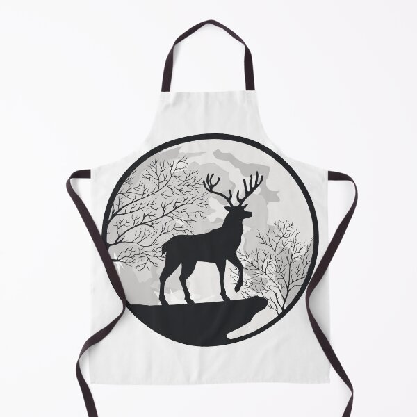 Item preview, Deer Stag and Moon Night Wilderness Silhouette Design designed and sold by Jaudaux Designs.