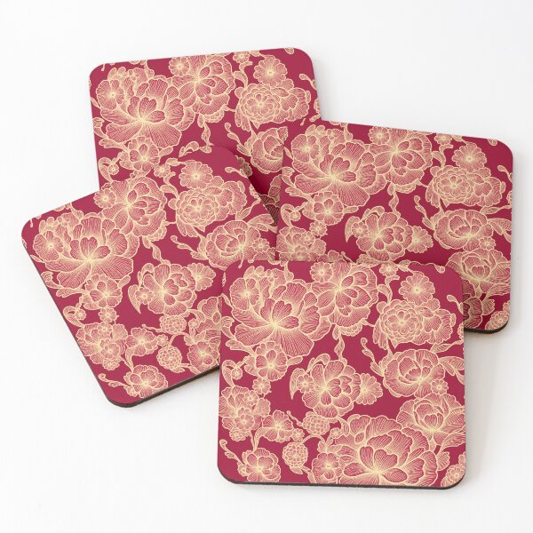 Item preview, Marie – Red & Gold Baroque Floral Pattern designed and sold by Le royaume des fleurs.