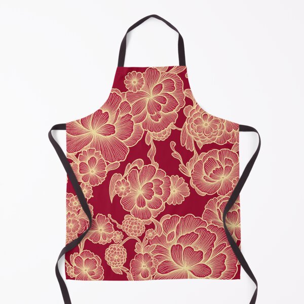 Item preview, Marie – Red & Gold Baroque Floral Pattern designed and sold by Le royaume des fleurs.