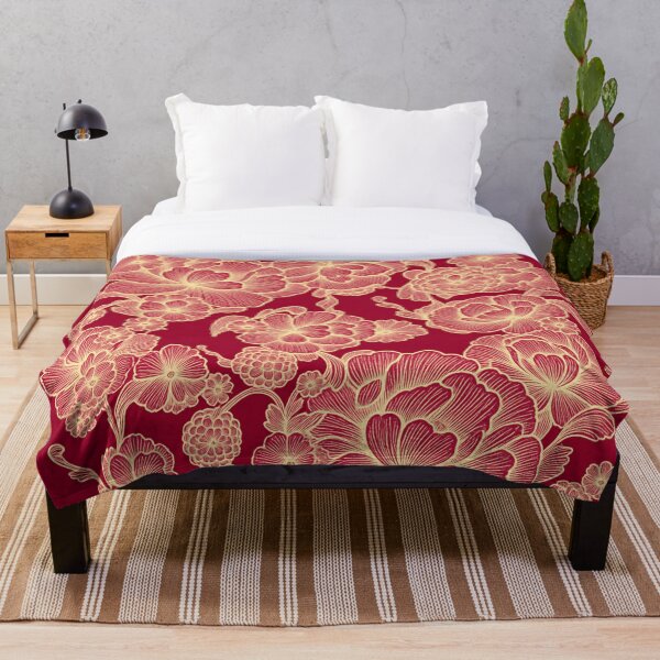 Item preview, Marie – Red & Gold Baroque Floral Pattern designed and sold by Le royaume des fleurs.