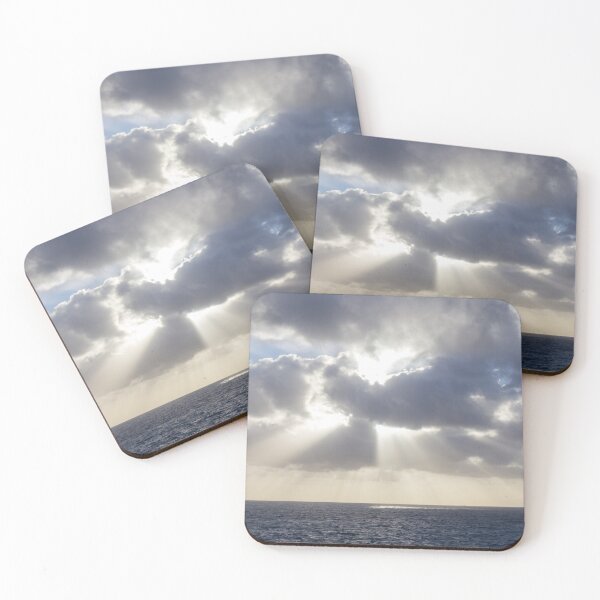 Item preview, Sun Rays Breaking Through Dramatic Clouds Over Calm Ocean Horizon at Sunrise designed and sold by Nmallia.
