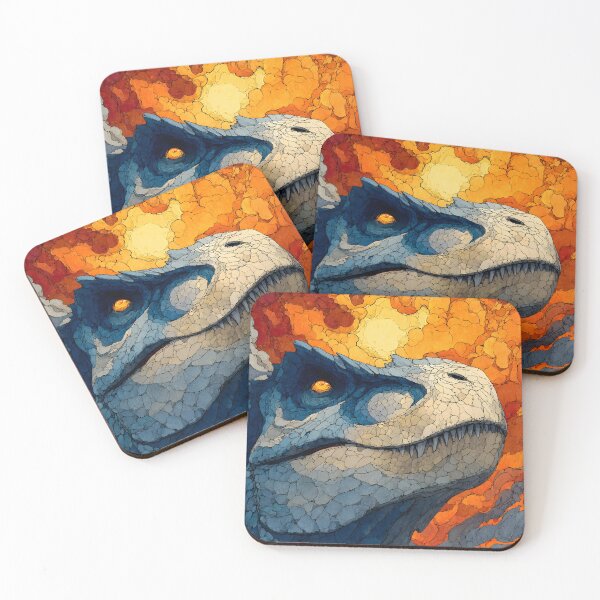 Item preview, Dinosaur 4 - Fiery Blue T-Rex Dinosaur Portrait designed and sold by NikaNavi.