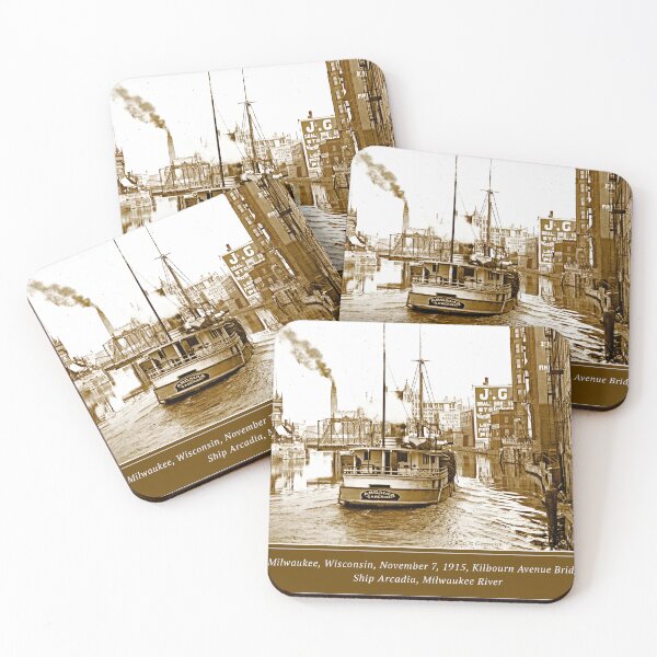 Item preview, Milwaukee, Wisconsin, 1915, Kilbourn Avenue Bridge, Ship Arcadia, Milwaukee River  designed and sold by AMacGPhilly.