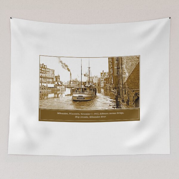 Item preview, Milwaukee, Wisconsin, 1915, Kilbourn Avenue Bridge, Ship Arcadia, Milwaukee River  designed and sold by AMacGPhilly.