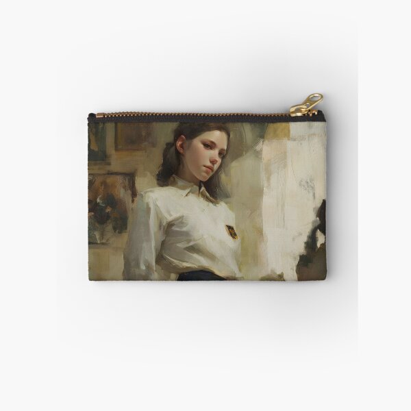 Item preview, Moody Oil Painting School Girl Art Print, European Academy Portrait, Painterly Wall Decor, Cinematic Aesthetic Poster designed and sold by ATOMIC 60.