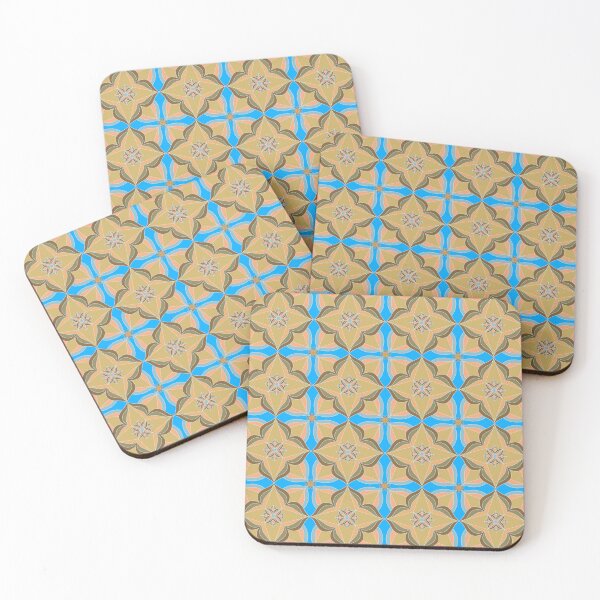 Item preview, Oriental Floral Tile Pattern in Blue and Khaki designed and sold by anamariafischer.