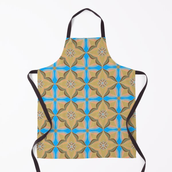 Item preview, Oriental Floral Tile Pattern in Blue and Khaki designed and sold by anamariafischer.