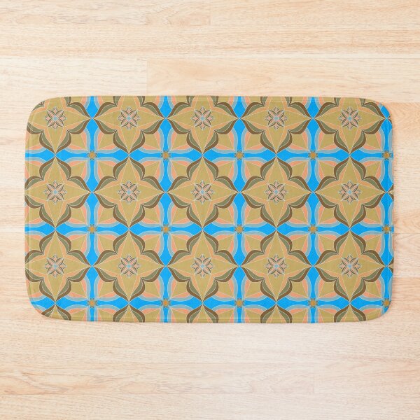 Item preview, Oriental Floral Tile Pattern in Blue and Khaki designed and sold by anamariafischer.