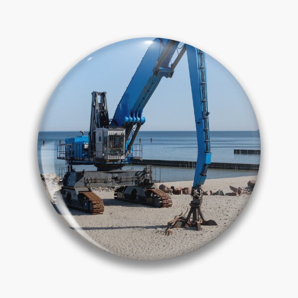 Item preview, Coastal Construction Excavator Working on Beach Reinforcement designed and sold by VisualMoodFoto.