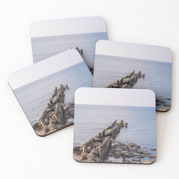 Item preview, Old Wooden Pier Ruins Stretching into Calm Sea designed and sold by VisualMoodFoto.
