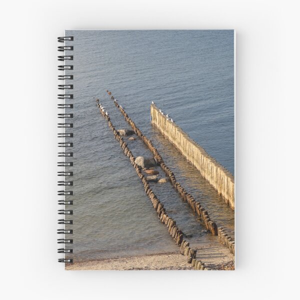 Item preview, Minimalist Coastal Breakwater with Seagulls in Calm Sea designed and sold by VisualMoodFoto.