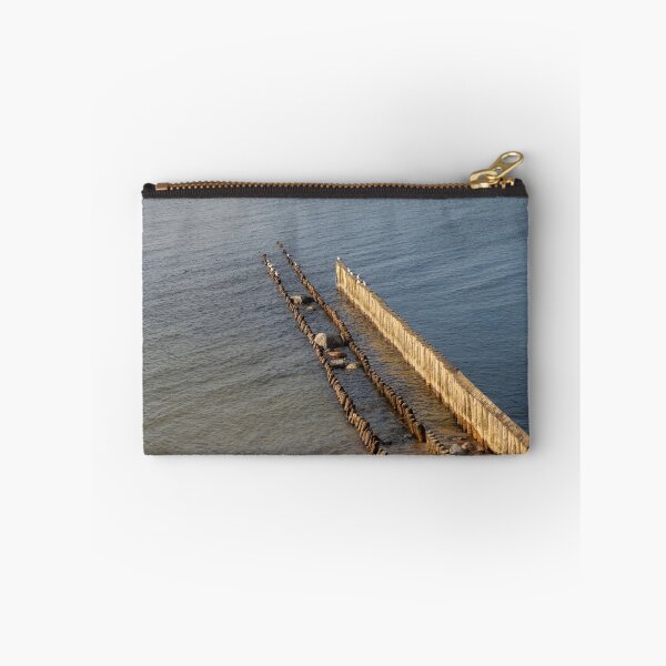 Item preview, Minimalist Coastal Breakwater with Seagulls in Calm Sea designed and sold by VisualMoodFoto.