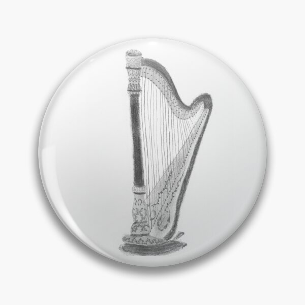 Item preview, harp black and white designed and sold by ShePaintsMusic.